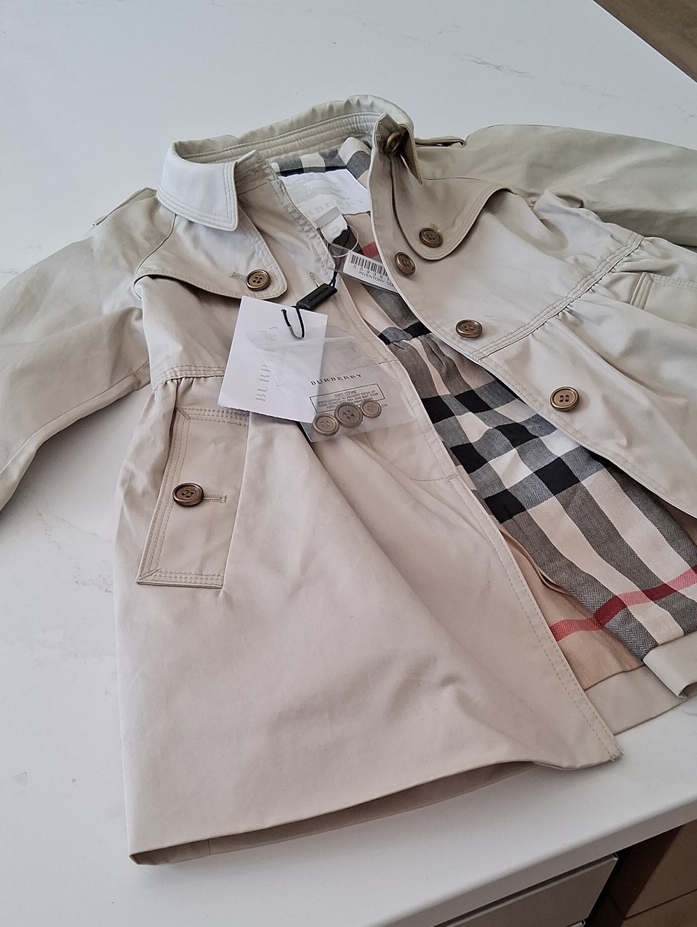 Burberry Beige Kids Trench Coat with Signature Check Lining